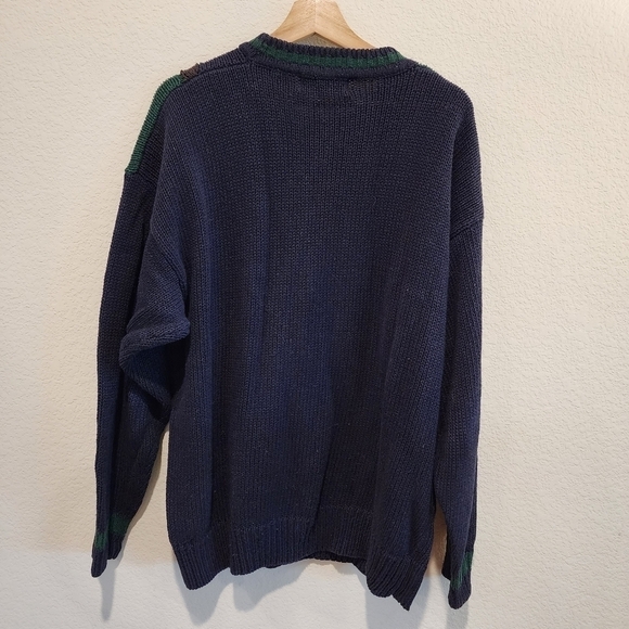 American Eagle Outfitters VTG 90s Y2K Cable Knit Color Block Varsity - Picture 2 of 3